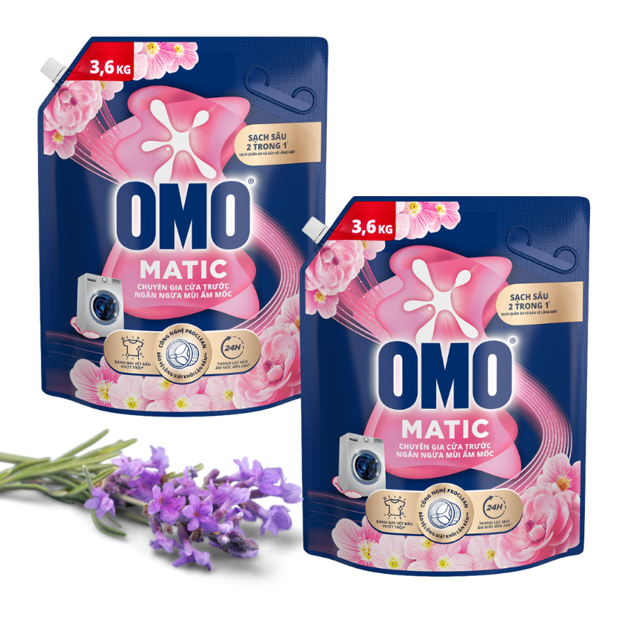 NG Omo matic cửa trước ngăn ngừa mùi ẩm mốc túi 3.6kg hương oải hương 1